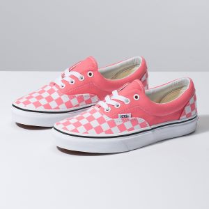 Vans Bayan Spor Ayakkabı Checkerboard Era Pembe/Beyaz | 77105-936